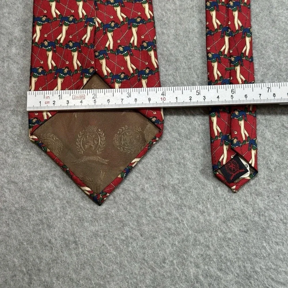 Vintage Tommy Hilfiger Ski Tie Red Silk Skier Novelty 90s‎ USA 58x4in